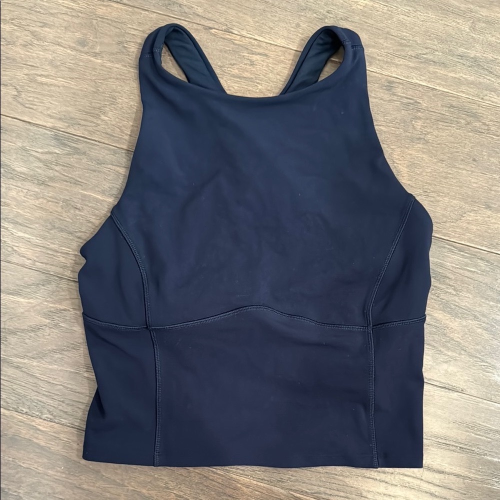 EUC lululemon Sz 2 Key To Balance cropped cross back tank - navy
